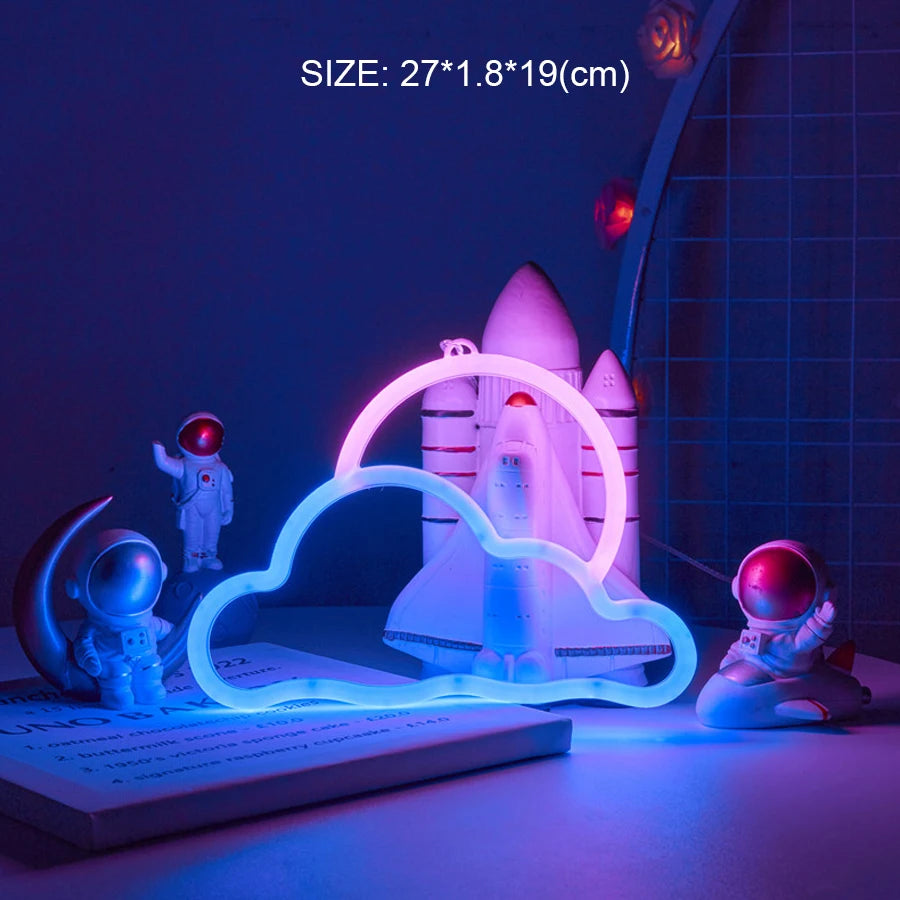 Cloud Sun Emitting Color LED Letter Neon Night Light – Double-Sided Decorative Sign