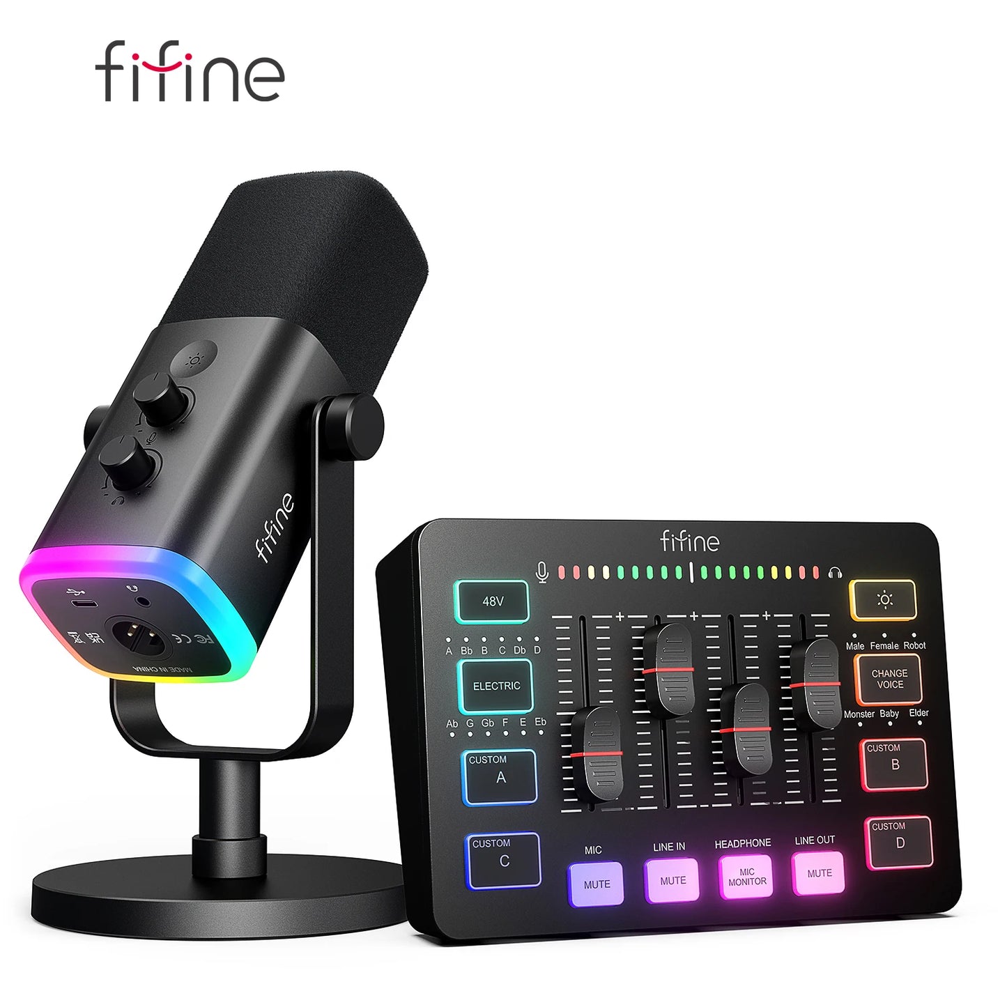KS5 Color All-in-One Podcast Kit with RGB Mixer and Dynamic Mic